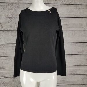 Ann Taylor Petites MP Silk blend knit Pullover Sweater Black Long sleeves